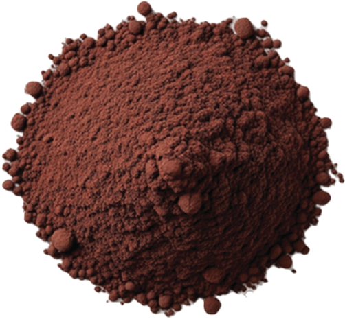 Black tea powder showing its powder colour and texture