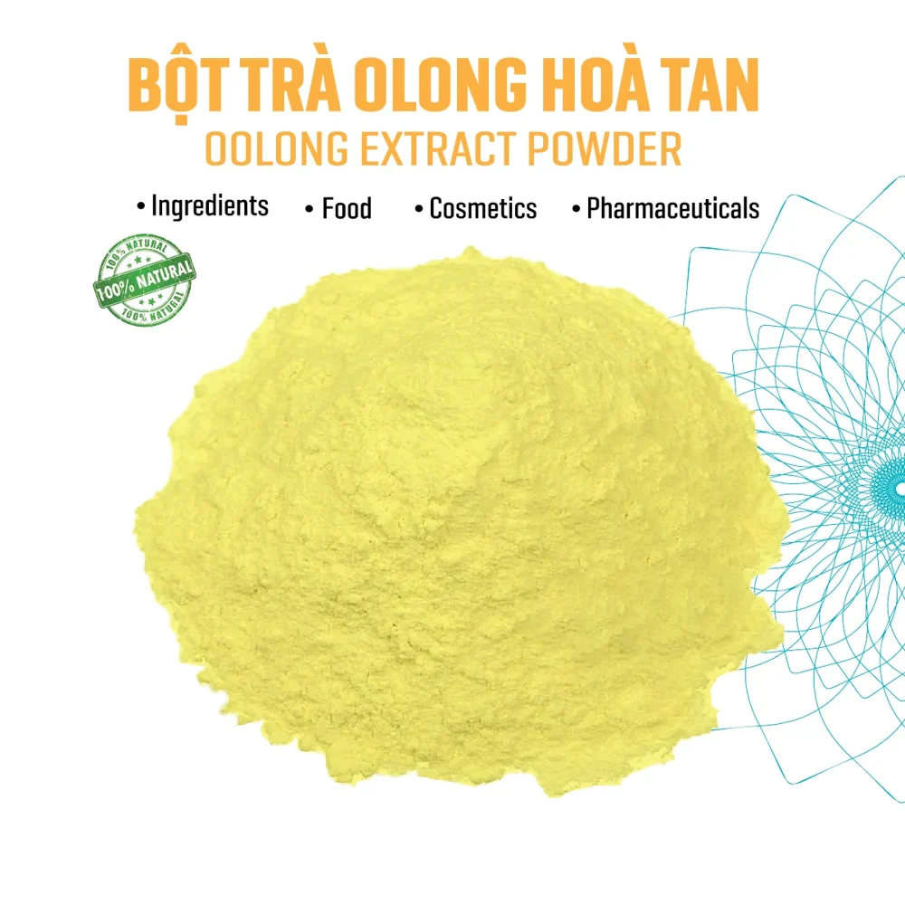Oolong tea powder showing its powder colour and texture